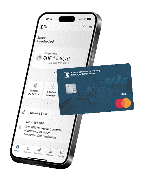 Page d'accueil de l'App BCF Banking