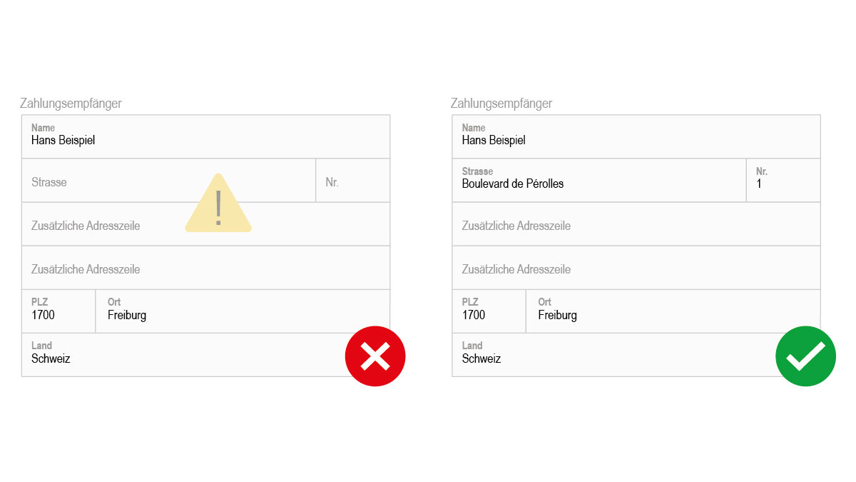 Infografik eines Dauerauftrags mit vollständiger Adresse