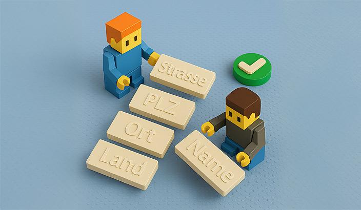 Zwei Figuren sammeln Adressfelder